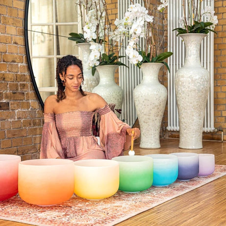 7 Chakra Color Quartz Crystal Singing Bowls Set (8"-14")