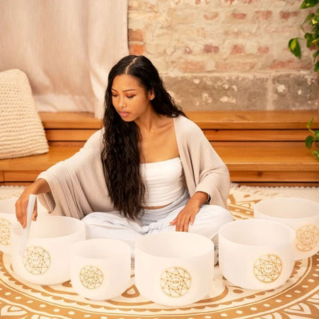 Solfeggio Crystal Singing Bowl Set (396, 417, 528, 639, 741, 852 Hz)