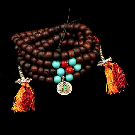 Special Tibetan Bodhi Seed Mala with Coral with Pendant
